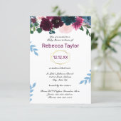 Floral Blooms Plum Vertical - 3x5 Baby Shower Invitation (Standing Front)