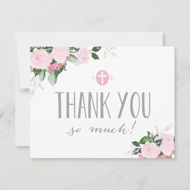 Floral Blooms Religious Thank You Card (Front)