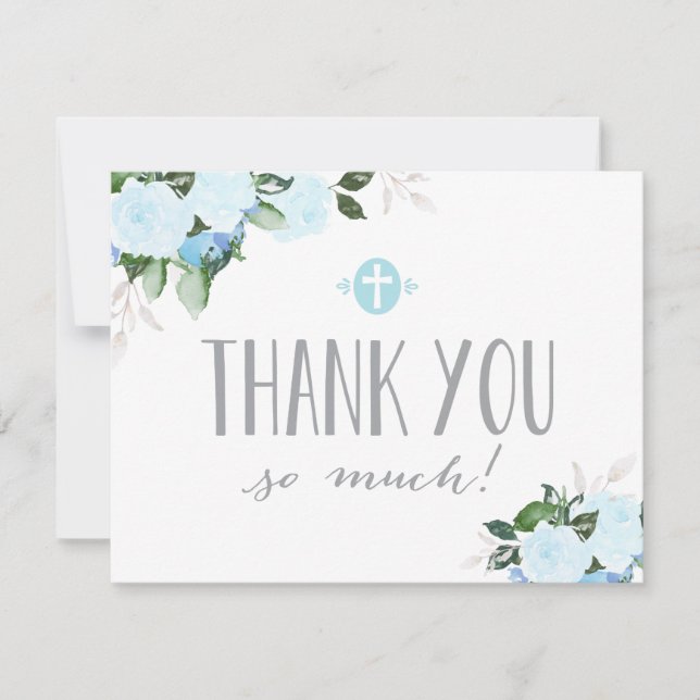 Floral Blooms Religious Thank You Card with Photo (Front)