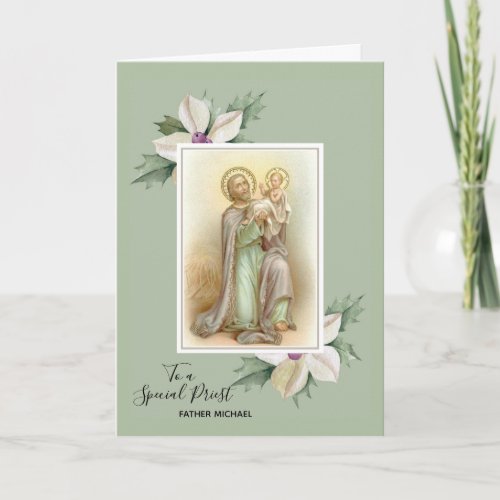 Floral Blooms  St Joseph  Jesus  Fathers Day Card