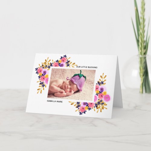 Floral Blooms  Welcome Baby  Lavender  Pink Announcement