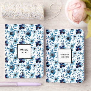 Floral blossom blue white glam lined luxury foil vow books