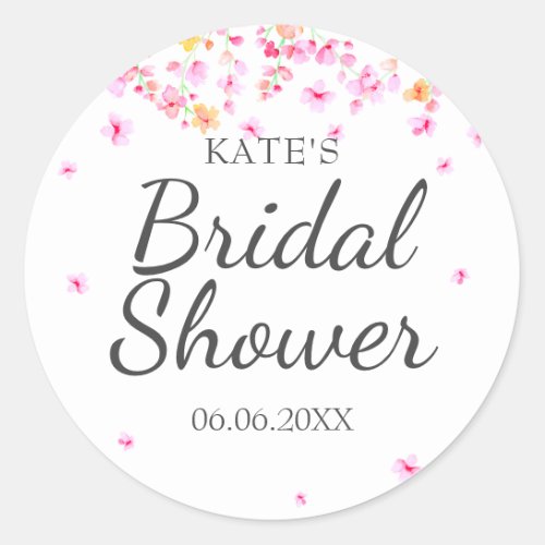 Floral Blossom Bridal Shower Favor Classic Round Sticker