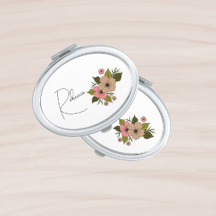 Floral blossom compact mirror