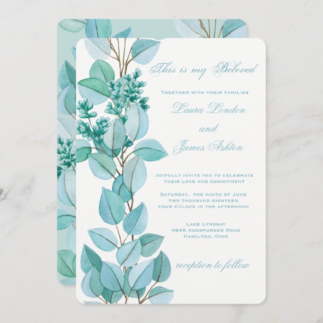 Floral Blossoms Wedding Invitation (Front/Back)