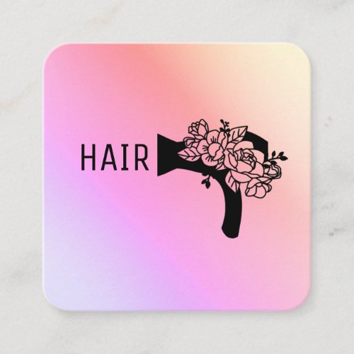  Floral Blow Hair Dryer Flower Pastel Ombre AP6 Square Business Card