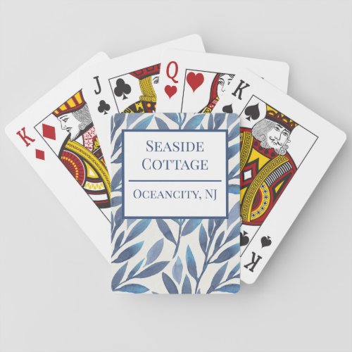 Floral Blue Airbnb Custom Vacation Rental Poker Cards