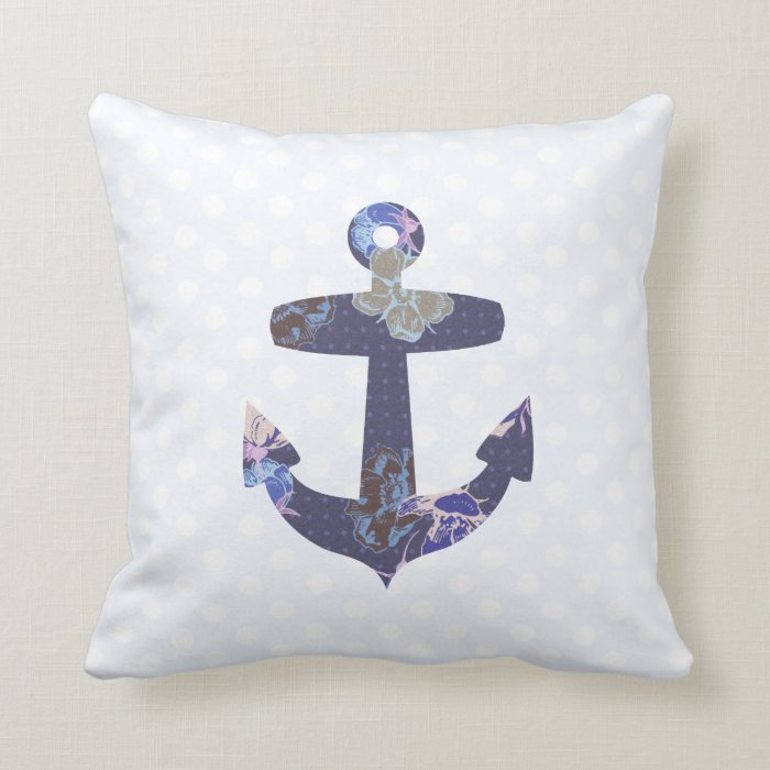 Floral blue anchor pillow / cushion