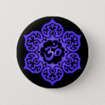 Floral Blue And Black Aum Design Pinback Button at Zazzle