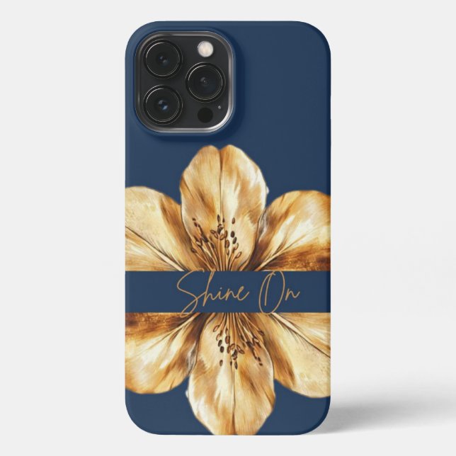 Floral blue and gold iPhone 13 Case (Back)
