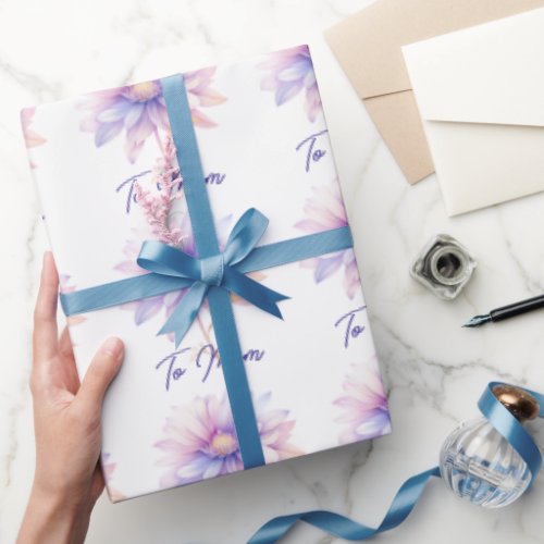 Floral Blue and Purple To Mom Wrapping Paper