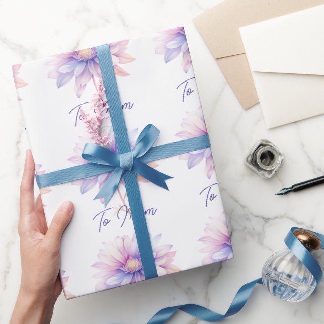 Floral Blue and Purple To Mom Wrapping Paper (Gifting)