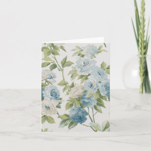 Floral Blue And White Rose Pattern Notecard