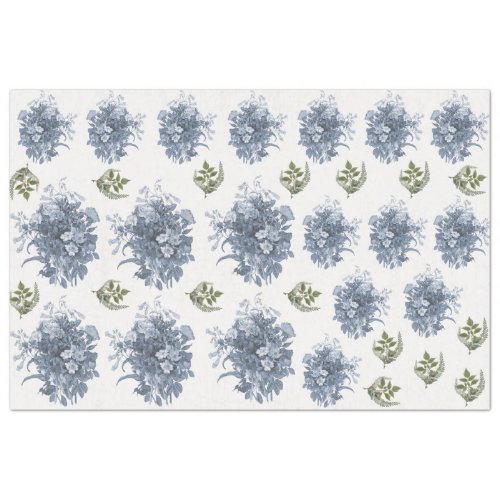 Floral Blue and White Vintage English Decoupage Tissue Paper