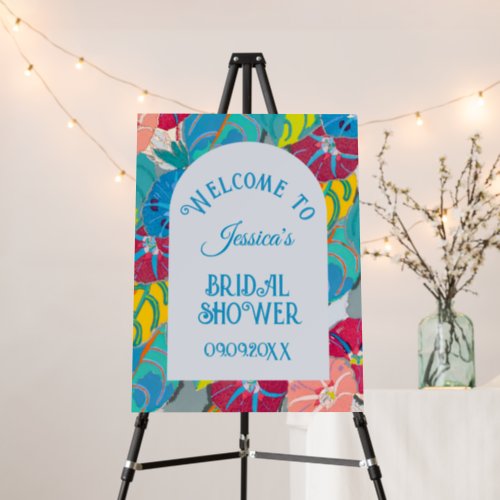 Floral Blue Art Deco Vintage Bridal Shower Welcome Foam Board