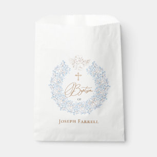 Floral Blue Baby Angel Cross Baptism Favor Bag
