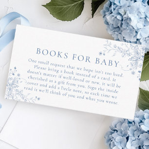 Floral Blue Baby Shower Books for Baby Enclosure Card