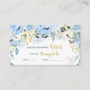 Floral Blue Baby Shower Guess How Many Kisses Enc Enclosure Card