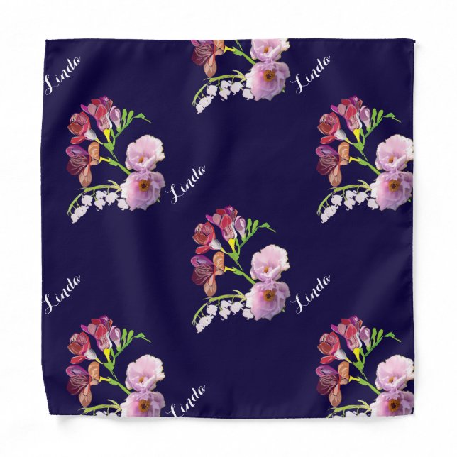 Floral Blue  Bandana (Front)