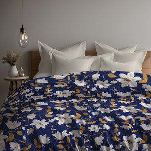 Floral Blue Beige Lily Botanical Pattern   Duvet Cover