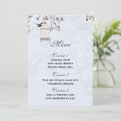 floral blue bird cage, love birds Menu Cards (Standing Front)