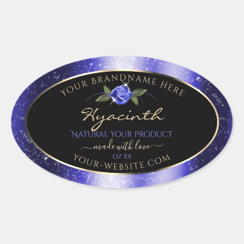 Floral Blue Black Product Labels Glittered Stars