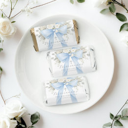  Floral Blue Bow Baby Boy Baptism Hershey's Miniatures