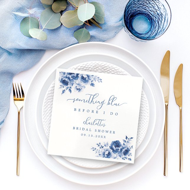 Floral Blue Bridal Shower Napkins (Creator Uploaded)