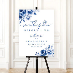 Floral Blue Bridal Shower Welcome Sign