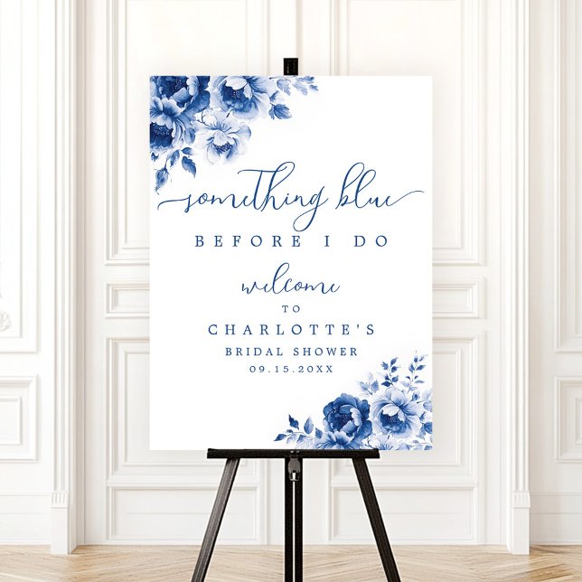 Floral Blue Bridal Shower Welcome Sign (Creator Uploaded)