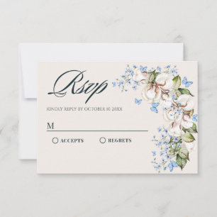 Floral blue butterfly RSVP card