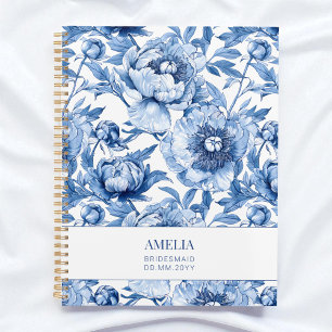Floral Blue Chinoiserie Flower Custom Bridesmaid Planner