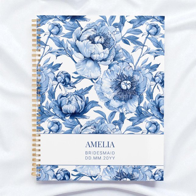  Floral Blue Chinoiserie Flower Custom Bridesmaid Planner (Floral Blue Chinoiserie Flower Custom Bridesmaid Planner)