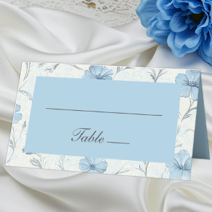 Floral Blue Country Garden Elegant Wedding Escort Place Card