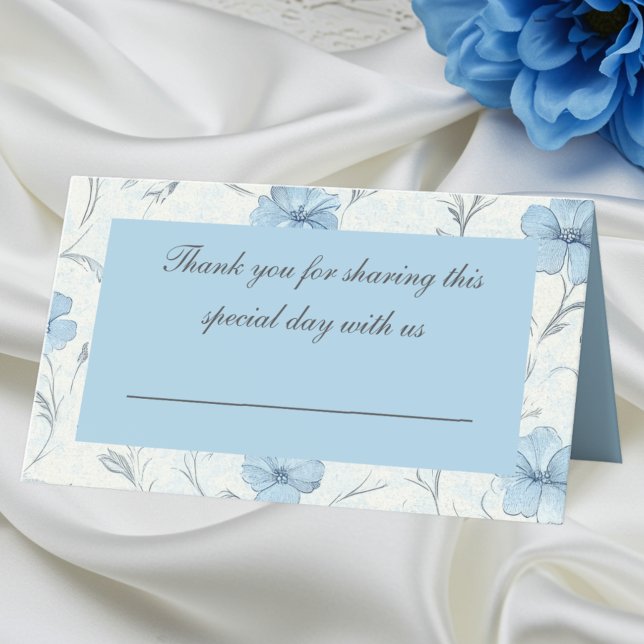 Floral Blue Country Garden Elegant Wedding  Place Card (Creator Uploaded)