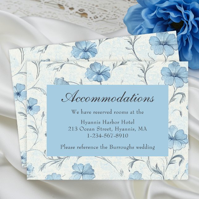 Floral Blue Country Garden Wedding Accommodations Enclosure Card (Creator Uploaded)