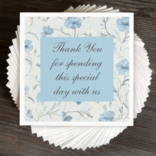 Floral Blue Country Garden Wedding Thank You  Napkins (Creator Uploaded)