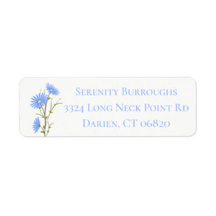 Floral Blue Daisy Flowers - Daisies Wedding Party Label