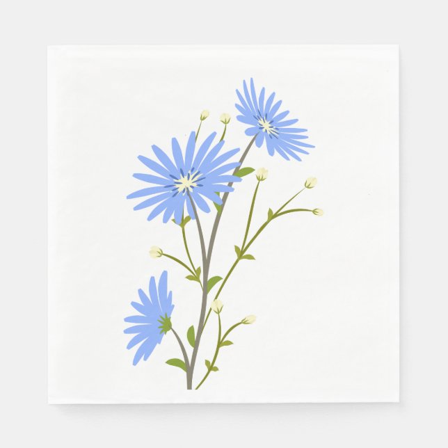 Floral Blue Daisy Flowers Wedding Party Daisies Napkins (Front)