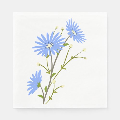 Floral Blue Daisy Flowers Wedding Party Daisies Paper Napkins