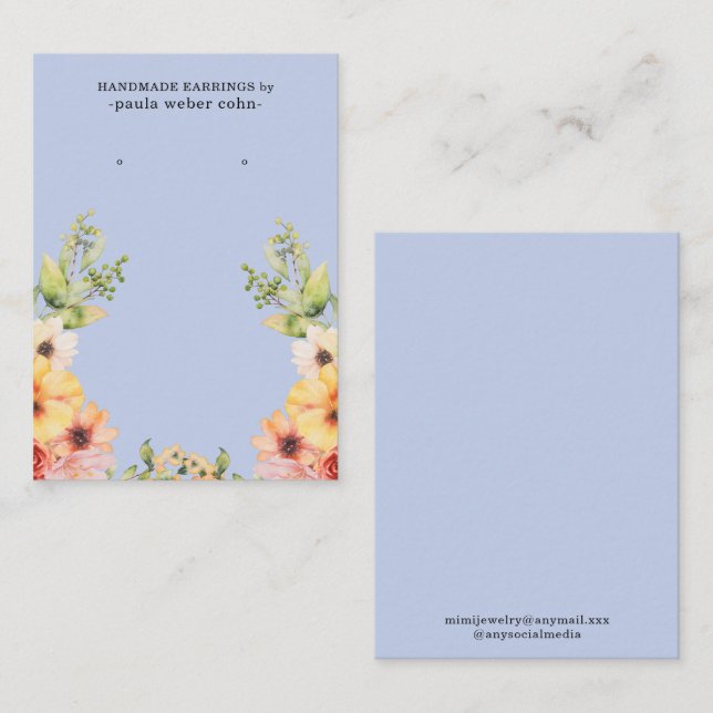  Floral Blue Earring Display  Business Card (Front/Back)