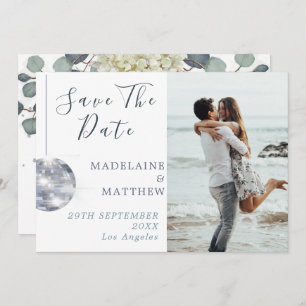 Floral Blue Eucalyptus Disco Elegant Wedding Save The Date