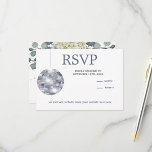 Floral Blue Eucalyptus Elegant Wedding RSVP Card