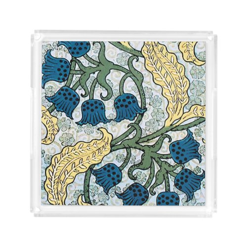 Floral Blue Flowers Lily Valley  Repeating Acrylic Tray