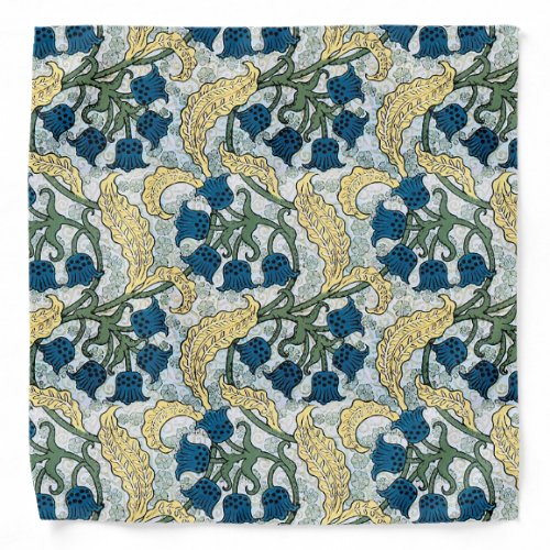Floral Blue Flowers Lily Valley  Repeating Bandana
