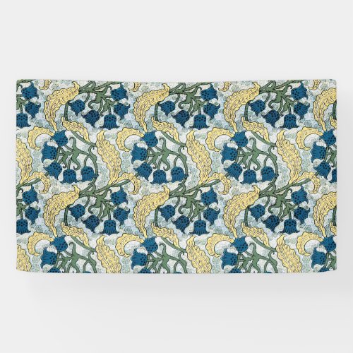 Floral Blue Flowers Lily Valley  Repeating Banner