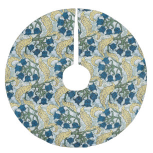 Floral Blue Flowers Lily Valley Repeating Brushed Polyester Tree Skirt