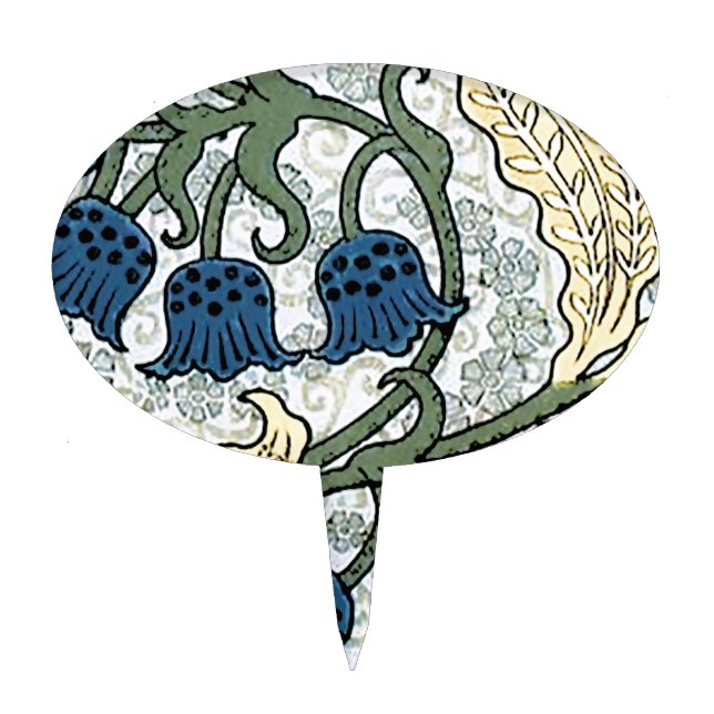 Floral Blue Flowers Lily Valley Repeating Cake Topper (Front)