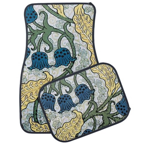Floral Blue Flowers Lily Valley  Repeating Car Mat