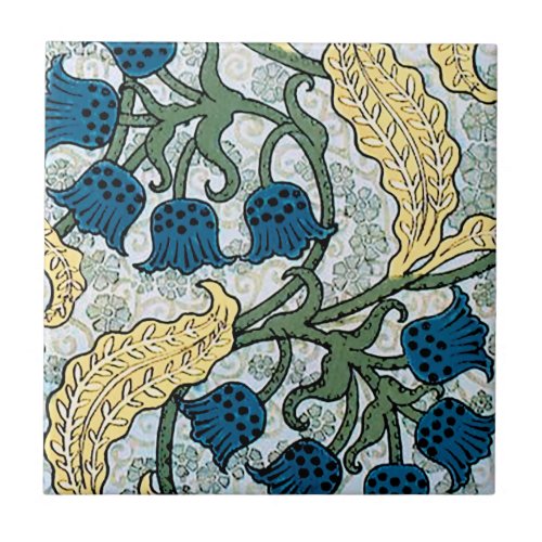 Floral Blue Flowers Lily Valley  Repeating Ceramic Tile